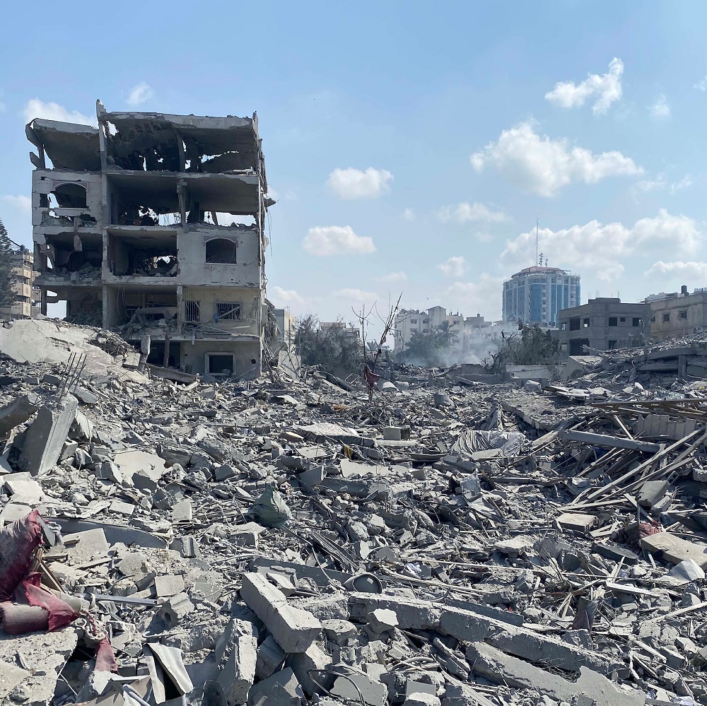 Destructed buildings in Gaza